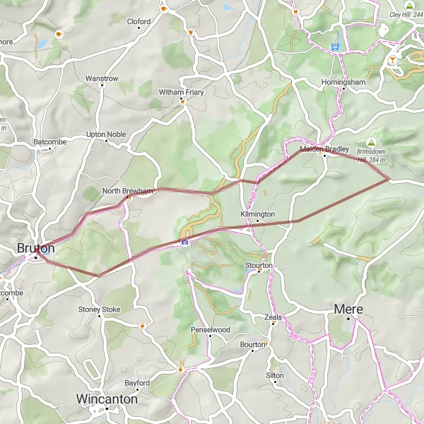 Map miniature of "The Gravel Adventure" cycling inspiration in Dorset and Somerset, United Kingdom. Generated by Tarmacs.app cycling route planner