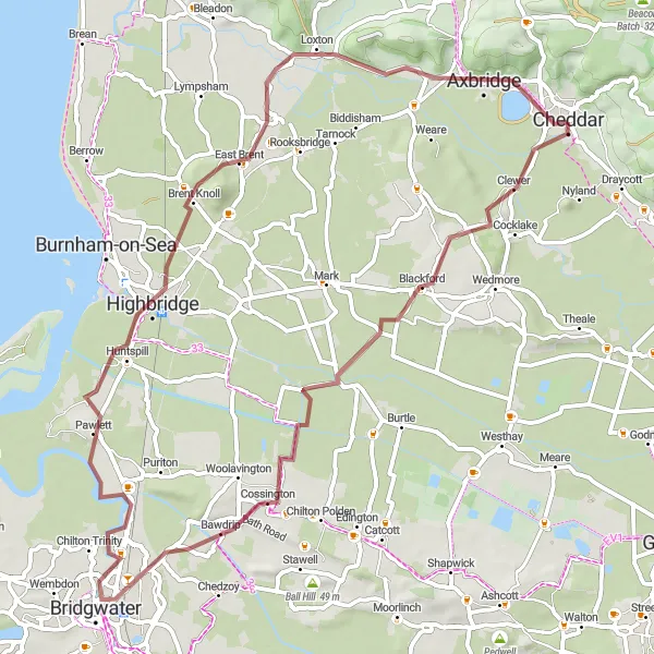 Map miniature of "Explore Somerset's Gravel Routes" cycling inspiration in Dorset and Somerset, United Kingdom. Generated by Tarmacs.app cycling route planner