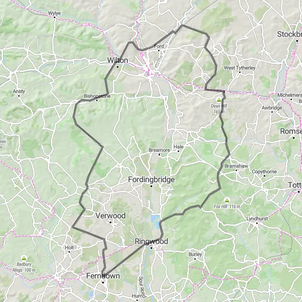 Map miniature of "Countryside Extravaganza" cycling inspiration in Dorset and Somerset, United Kingdom. Generated by Tarmacs.app cycling route planner