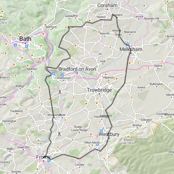 Map miniature of "Easy Countryside Ride" cycling inspiration in Dorset and Somerset, United Kingdom. Generated by Tarmacs.app cycling route planner