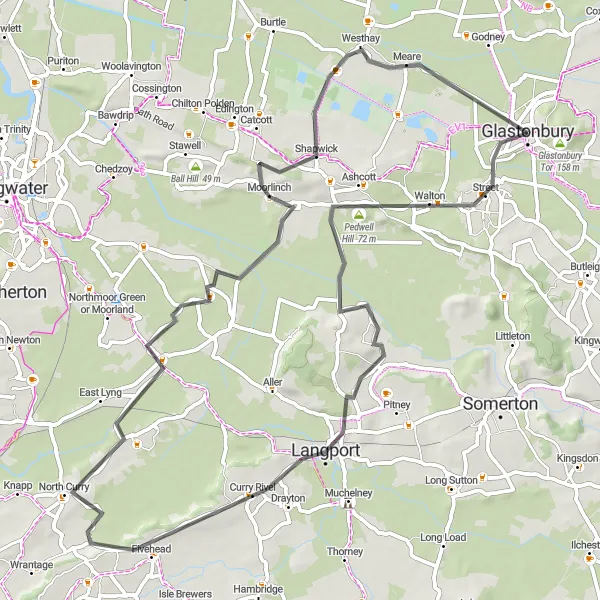 Map miniature of "Scenic Countryside Ride" cycling inspiration in Dorset and Somerset, United Kingdom. Generated by Tarmacs.app cycling route planner