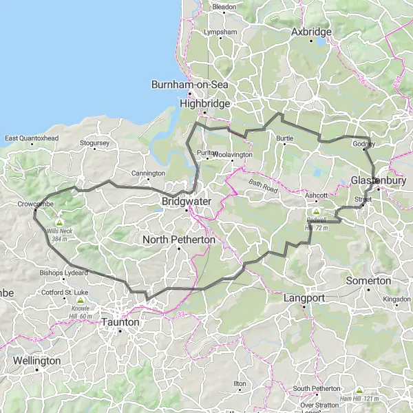 Map miniature of "Somerset Treasures" cycling inspiration in Dorset and Somerset, United Kingdom. Generated by Tarmacs.app cycling route planner