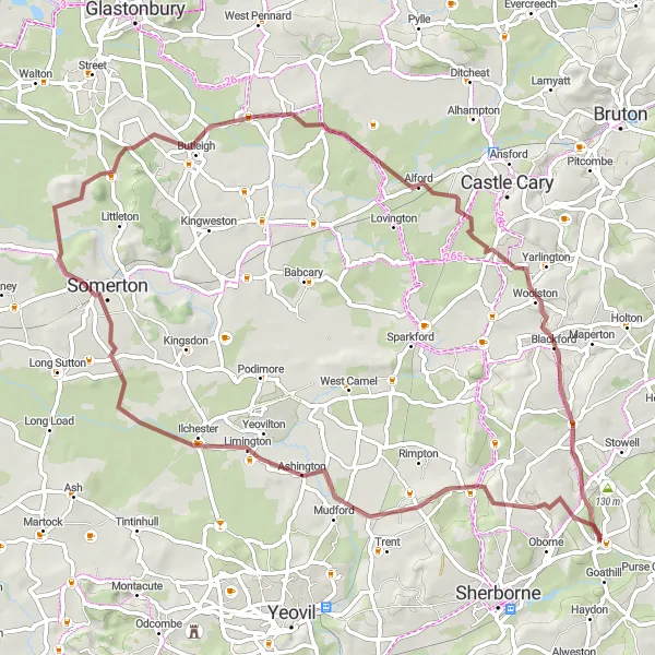 Map miniature of "Discover Somerset's Charm" cycling inspiration in Dorset and Somerset, United Kingdom. Generated by Tarmacs.app cycling route planner