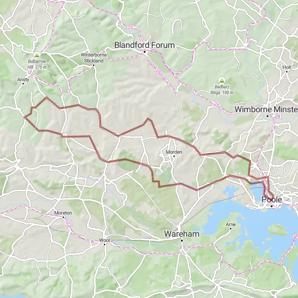 Map miniature of "Upton and Barrow Hill Loop" cycling inspiration in Dorset and Somerset, United Kingdom. Generated by Tarmacs.app cycling route planner