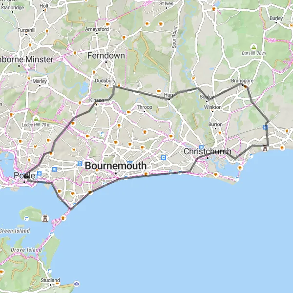 Map miniature of "From Village to Coast" cycling inspiration in Dorset and Somerset, United Kingdom. Generated by Tarmacs.app cycling route planner