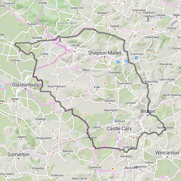 Map miniature of "Redlynch - Yarlington - Windmill Hill" cycling inspiration in Dorset and Somerset, United Kingdom. Generated by Tarmacs.app cycling route planner