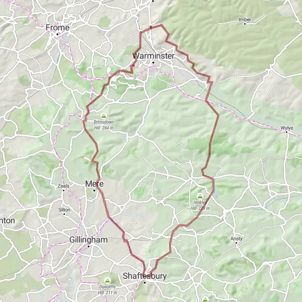 Map miniature of "The Ultimate Gravel Adventure" cycling inspiration in Dorset and Somerset, United Kingdom. Generated by Tarmacs.app cycling route planner