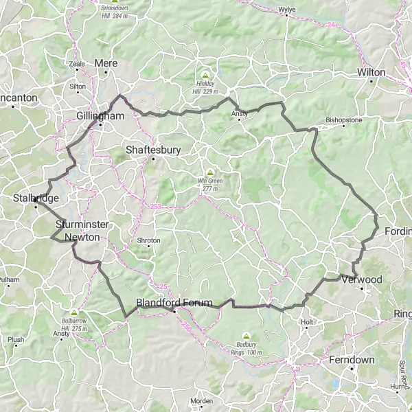 Map miniature of "Dorset and Somerset Epic Challenge" cycling inspiration in Dorset and Somerset, United Kingdom. Generated by Tarmacs.app cycling route planner