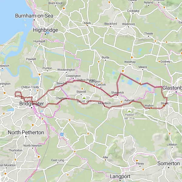 Map miniature of "Somerset Gravel Adventure" cycling inspiration in Dorset and Somerset, United Kingdom. Generated by Tarmacs.app cycling route planner