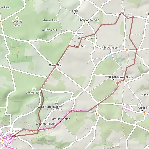 Map miniature of "Panoramic Views" cycling inspiration in Dorset and Somerset, United Kingdom. Generated by Tarmacs.app cycling route planner