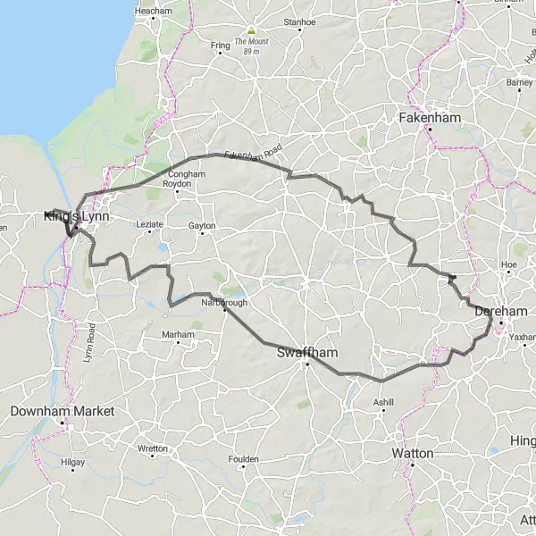 Map miniature of "Scenic Road Cycling Route from Clenchwarton to King's Lynn" cycling inspiration in East Anglia, United Kingdom. Generated by Tarmacs.app cycling route planner