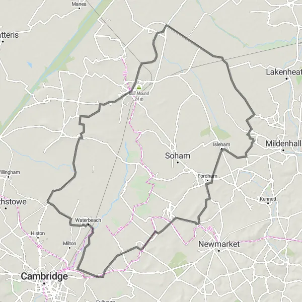 Map miniature of "Heritage Trail" cycling inspiration in East Anglia, United Kingdom. Generated by Tarmacs.app cycling route planner