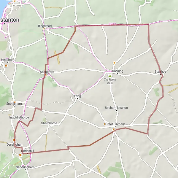 Map miniature of "Gravel Adventure Tour" cycling inspiration in East Anglia, United Kingdom. Generated by Tarmacs.app cycling route planner