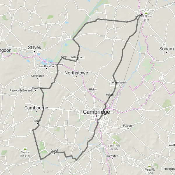 Map miniature of "Picturesque Countryside Delight" cycling inspiration in East Anglia, United Kingdom. Generated by Tarmacs.app cycling route planner
