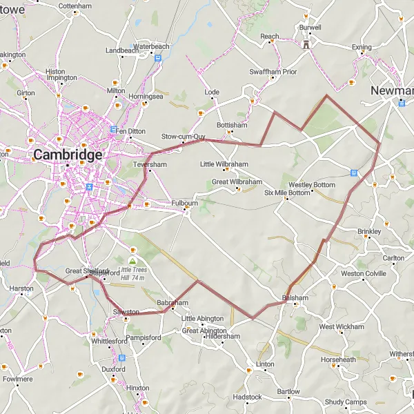 Map miniature of "The Gravel Adventure" cycling inspiration in East Anglia, United Kingdom. Generated by Tarmacs.app cycling route planner