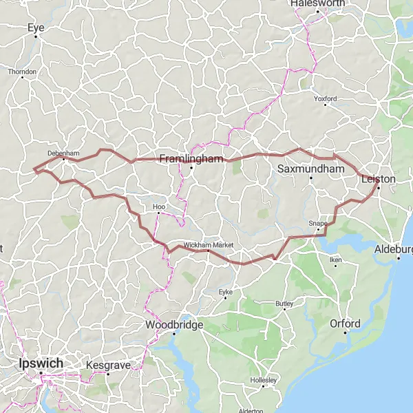 Map miniature of "Historical Landmarks and Scenic Routes" cycling inspiration in East Anglia, United Kingdom. Generated by Tarmacs.app cycling route planner