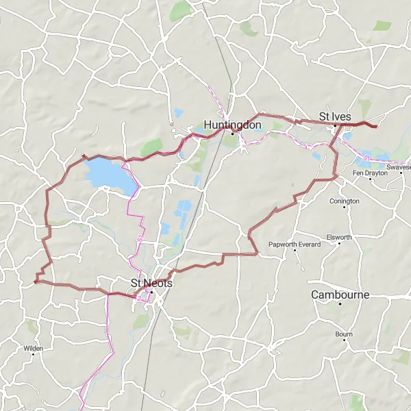 Map miniature of "Gravel Adventure" cycling inspiration in East Anglia, United Kingdom. Generated by Tarmacs.app cycling route planner
