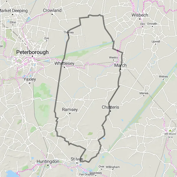 Map miniature of "The Road Adventure" cycling inspiration in East Anglia, United Kingdom. Generated by Tarmacs.app cycling route planner