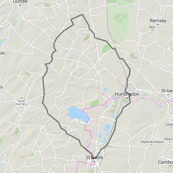 Map miniature of "Historic Road Tour" cycling inspiration in East Anglia, United Kingdom. Generated by Tarmacs.app cycling route planner