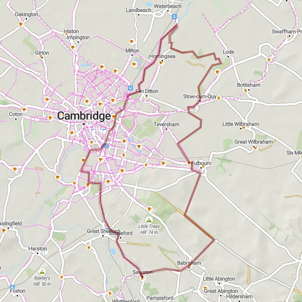 Map miniature of "Gravel Adventure Through Nature" cycling inspiration in East Anglia, United Kingdom. Generated by Tarmacs.app cycling route planner