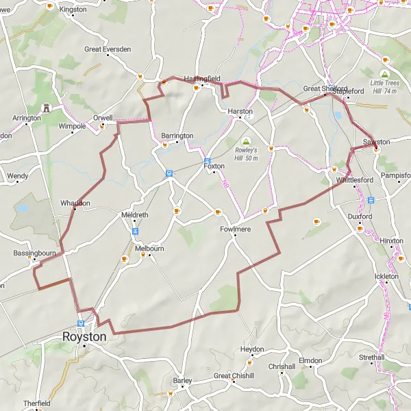 Map miniature of "Gravel Tour Through Rural Charm" cycling inspiration in East Anglia, United Kingdom. Generated by Tarmacs.app cycling route planner