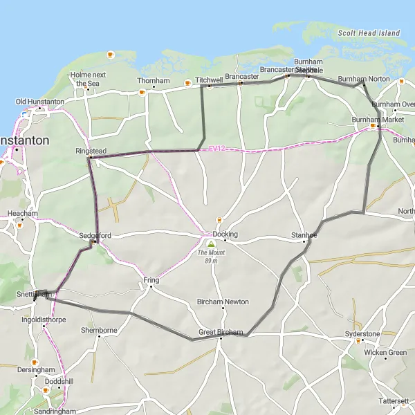 Map miniature of "Idyllic Countryside Loop" cycling inspiration in East Anglia, United Kingdom. Generated by Tarmacs.app cycling route planner