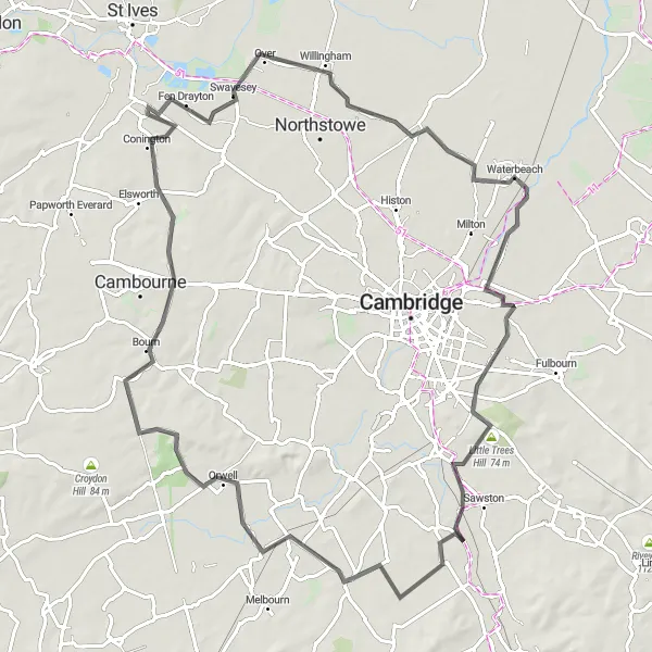 Map miniature of "Countryside Essence" cycling inspiration in East Anglia, United Kingdom. Generated by Tarmacs.app cycling route planner