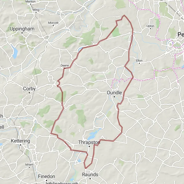 Map miniature of "The Gravel Castle Tour" cycling inspiration in East Anglia, United Kingdom. Generated by Tarmacs.app cycling route planner