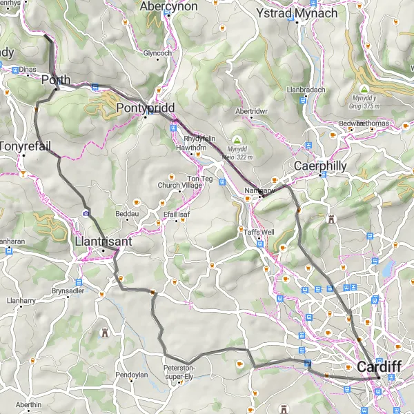 Map miniature of "Taff Trail Adventure" cycling inspiration in East Wales, United Kingdom. Generated by Tarmacs.app cycling route planner