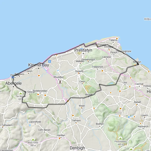 Map miniature of "Flint to Ffynnongroyw Road Ride" cycling inspiration in East Wales, United Kingdom. Generated by Tarmacs.app cycling route planner