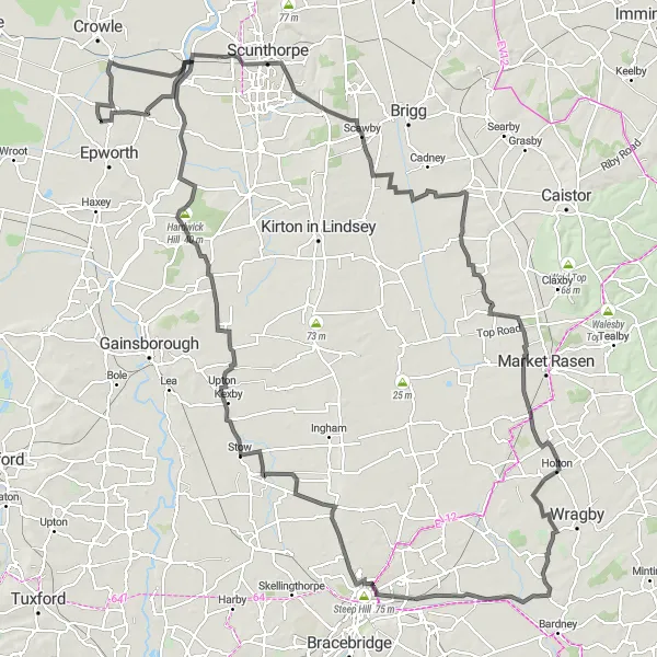 Map miniature of "East Yorkshire Grand Loop Road Cycling Route" cycling inspiration in East Yorkshire and Northern Lincolnshire, United Kingdom. Generated by Tarmacs.app cycling route planner