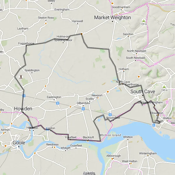 Map miniature of "The Kilpin Loop" cycling inspiration in East Yorkshire and Northern Lincolnshire, United Kingdom. Generated by Tarmacs.app cycling route planner