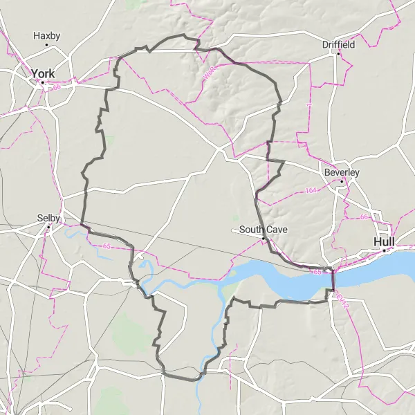 Map miniature of "The Industrial Trail Cycle Route" cycling inspiration in East Yorkshire and Northern Lincolnshire, United Kingdom. Generated by Tarmacs.app cycling route planner