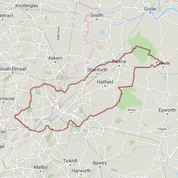 Map miniature of "Exploring the Historical Villages of East Yorkshire and Northern Lincolnshire" cycling inspiration in East Yorkshire and Northern Lincolnshire, United Kingdom. Generated by Tarmacs.app cycling route planner