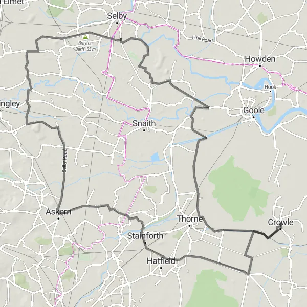 Map miniature of "Exploring the Countryside of East Yorkshire and Northern Lincolnshire" cycling inspiration in East Yorkshire and Northern Lincolnshire, United Kingdom. Generated by Tarmacs.app cycling route planner