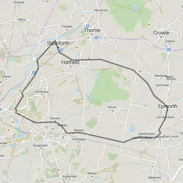 Map miniature of "Scenic Loop" cycling inspiration in East Yorkshire and Northern Lincolnshire, United Kingdom. Generated by Tarmacs.app cycling route planner