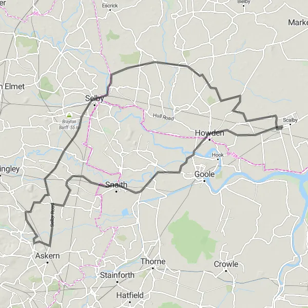 Map miniature of "Gilberdyke Countryside Discovery" cycling inspiration in East Yorkshire and Northern Lincolnshire, United Kingdom. Generated by Tarmacs.app cycling route planner