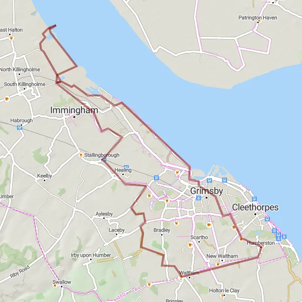 Map miniature of "Gravel Adventure Expedition" cycling inspiration in East Yorkshire and Northern Lincolnshire, United Kingdom. Generated by Tarmacs.app cycling route planner