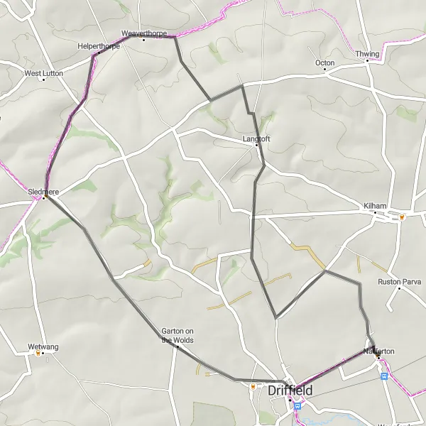 Map miniature of "The Garton Loop" cycling inspiration in East Yorkshire and Northern Lincolnshire, United Kingdom. Generated by Tarmacs.app cycling route planner