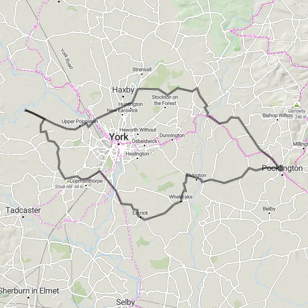 Map miniature of "Discovering East Yorkshire" cycling inspiration in East Yorkshire and Northern Lincolnshire, United Kingdom. Generated by Tarmacs.app cycling route planner