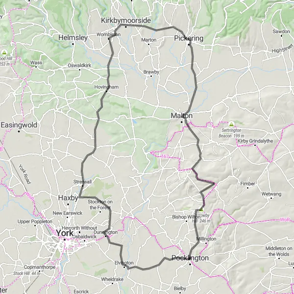 Map miniature of "Yorks and Wolds Challenge" cycling inspiration in East Yorkshire and Northern Lincolnshire, United Kingdom. Generated by Tarmacs.app cycling route planner