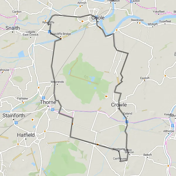 Map miniature of "Swinefleet Loop" cycling inspiration in East Yorkshire and Northern Lincolnshire, United Kingdom. Generated by Tarmacs.app cycling route planner