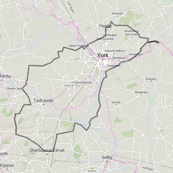 Map miniature of "Yorkshire Waterways" cycling inspiration in East Yorkshire and Northern Lincolnshire, United Kingdom. Generated by Tarmacs.app cycling route planner