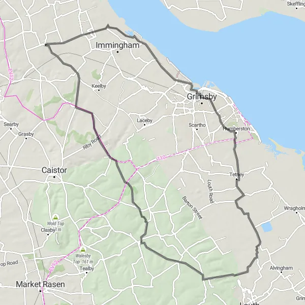 Map miniature of "South Killingholme and Beyond" cycling inspiration in East Yorkshire and Northern Lincolnshire, United Kingdom. Generated by Tarmacs.app cycling route planner