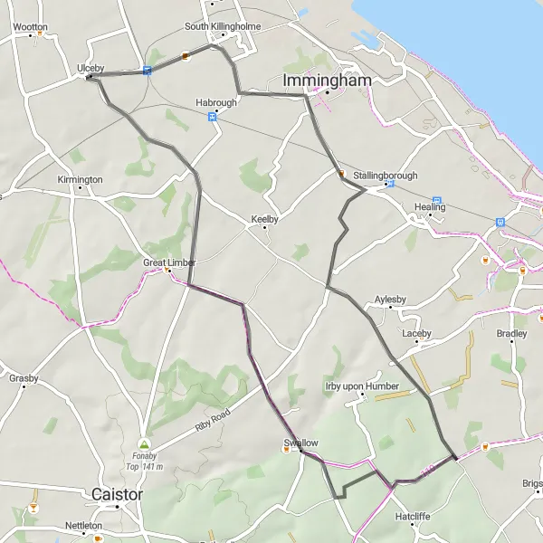 Map miniature of "Coastal Delights" cycling inspiration in East Yorkshire and Northern Lincolnshire, United Kingdom. Generated by Tarmacs.app cycling route planner