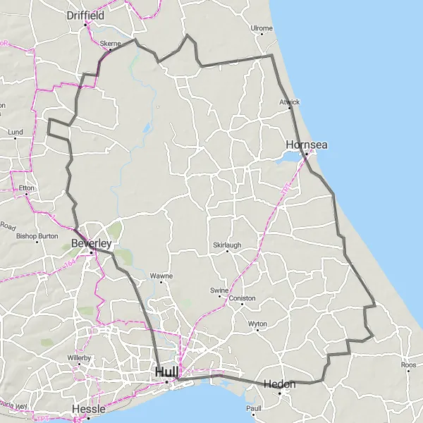 Map miniature of "Hutton Cranswick to Beverley" cycling inspiration in East Yorkshire and Northern Lincolnshire, United Kingdom. Generated by Tarmacs.app cycling route planner