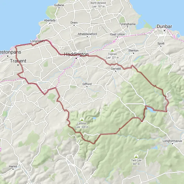 Map miniature of "The Gravel Adventure" cycling inspiration in Eastern Scotland, United Kingdom. Generated by Tarmacs.app cycling route planner