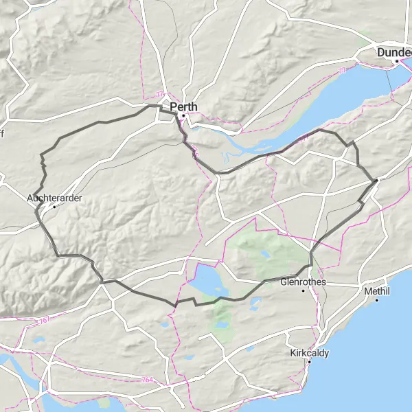 Map miniature of "Fife Hillclimb Adventure" cycling inspiration in Eastern Scotland, United Kingdom. Generated by Tarmacs.app cycling route planner