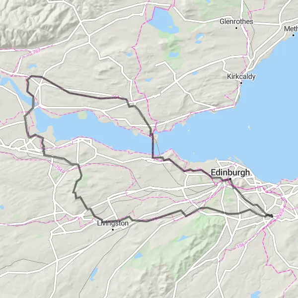 Map miniature of "Edinburgh Castle Epic" cycling inspiration in Eastern Scotland, United Kingdom. Generated by Tarmacs.app cycling route planner