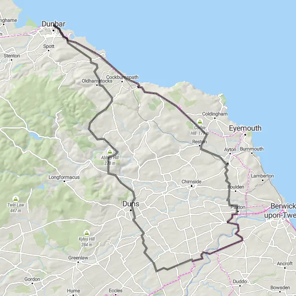 Map miniature of "Historical Castles and Scenic Views" cycling inspiration in Eastern Scotland, United Kingdom. Generated by Tarmacs.app cycling route planner